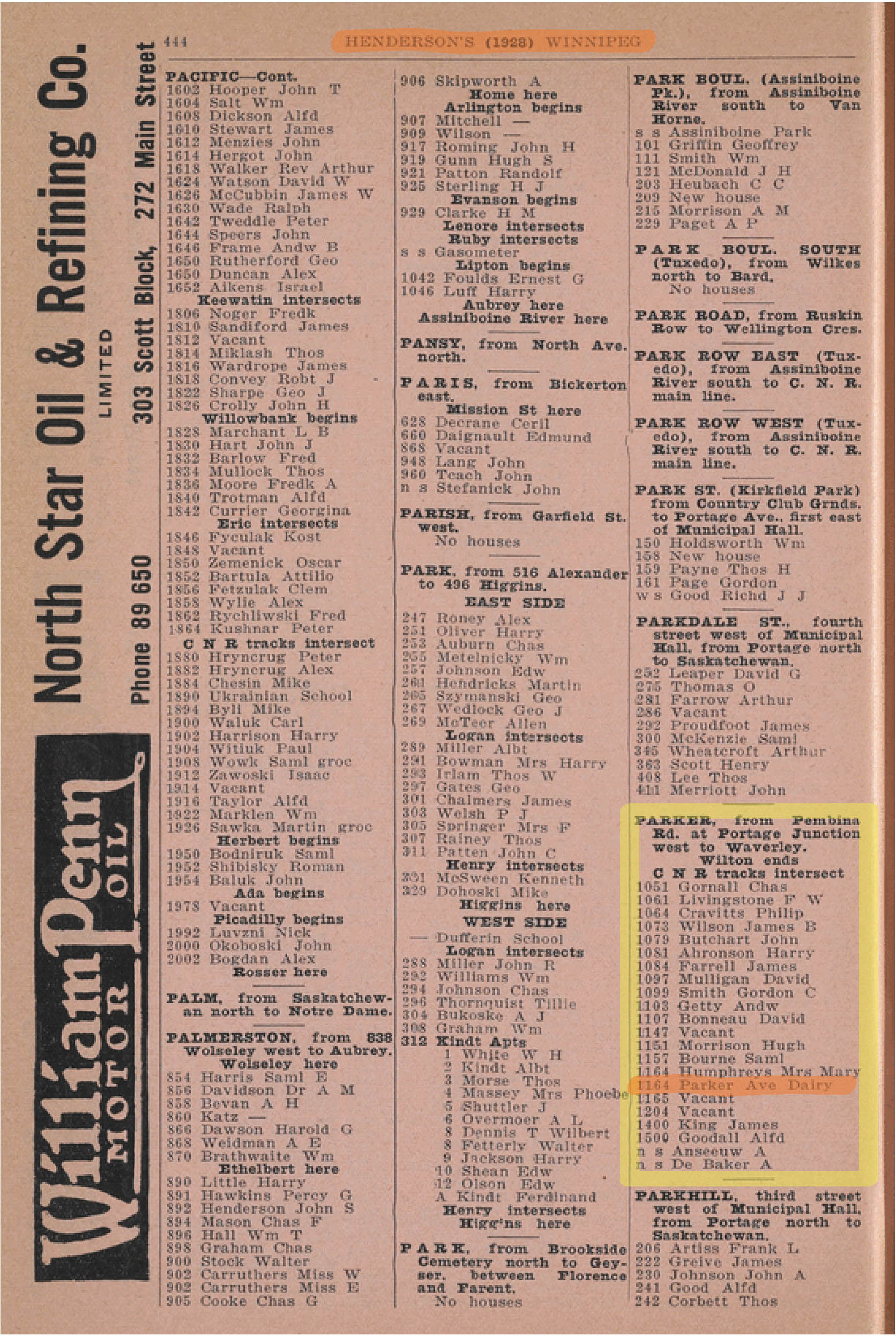 1928 Henderson’s Winnipeg City Directory